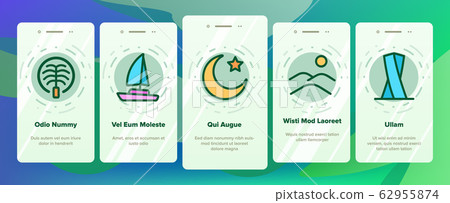 Dubai Onboarding Icons Set Vector Dubai Onboarding Icons Set Vector 62955874