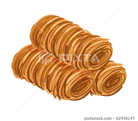 Arabic Cake with Cut into Sticks Dough Vector Illustration 62956247