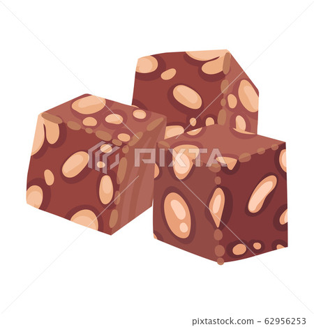 Cubes of Nougat with Nuts Oriental Sweet Vector Illustration 62956253