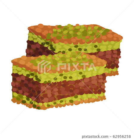 Arabic Turkish Delight or Pastry with Nut Filling Vector Illustration 62956258