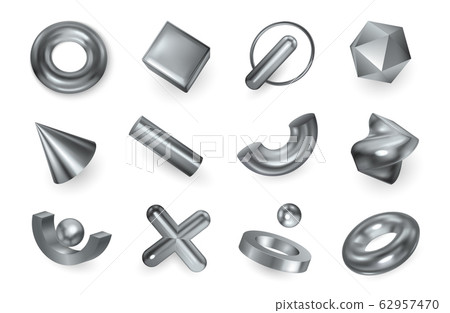 Geometric Shapes Silver Set  62957470