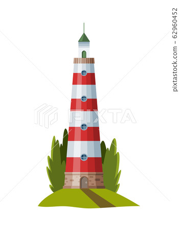Vector Flat Lighthouse Cartoon Landscape Stock Illustration 62960452 Pixta