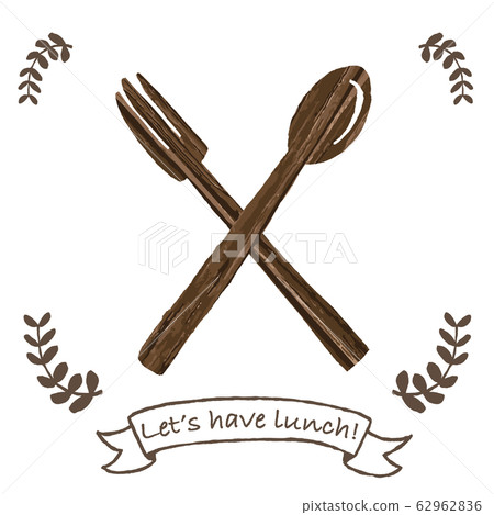 Wooden spoon and fork Let's have lunch! 62962836