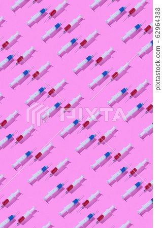 Medical pattern from surgical syringes with injectable drugs. 62964388