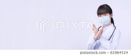 Doctor Physician Female Mask Rejection Vaccination Gesture Doctor mask say no 62964524