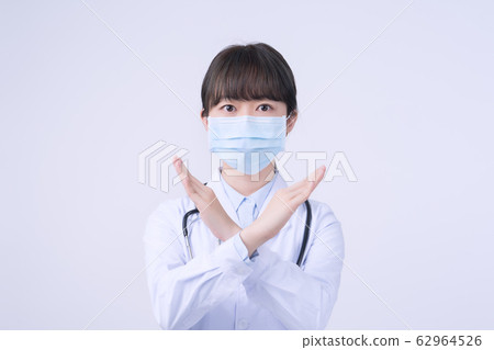 Doctor Physician Female Mask Rejection Vaccination Gesture Doctor mask say no 62964526