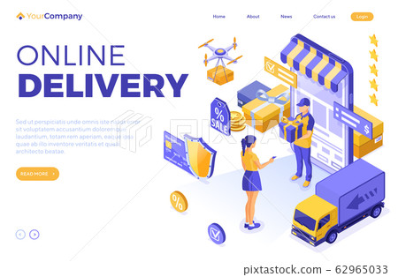 Isometric Online Shopping Delivery - Stock Illustration [62965033] - PIXTA