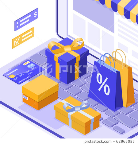 Isometric Online Internet Shopping 62965085
