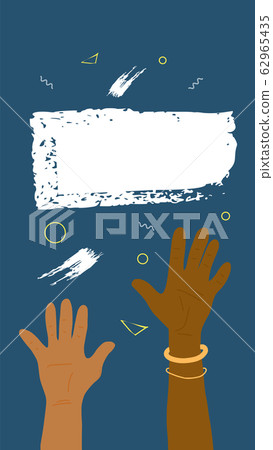 Poster blank with hand. Vector color banner. Poster blank with hand. Vector color banner. 62965435