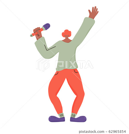 Happy man dancing and singing isolated on white 62965854