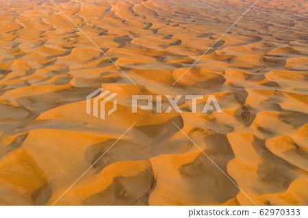 Aerial view of red Desert Safari with sand dune in Aerial view of red Desert Safari with sand dune in 62970333
