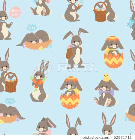 Easter rabbit seamless pattern background with... - Stock Illustration  [62971711] - PIXTA