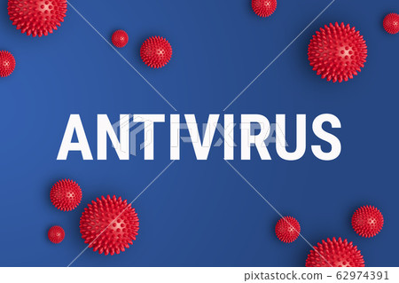 Inscription ANTIVIRUS on blue background with 62974391