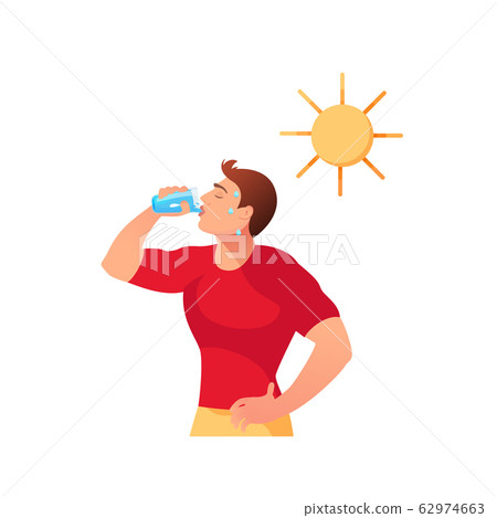 A man drinks water under the sun isolated on a 62974663