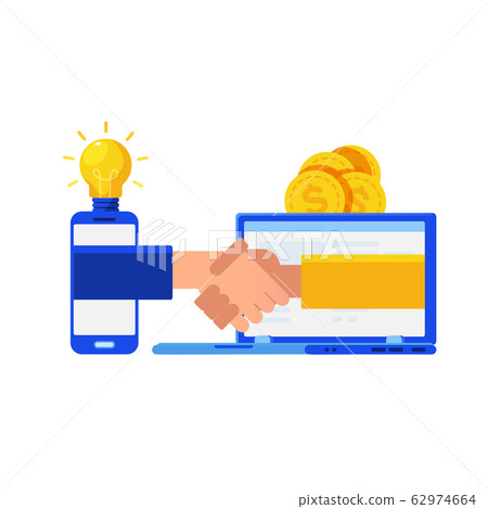 Business handshake of two businessmen through a 62974664