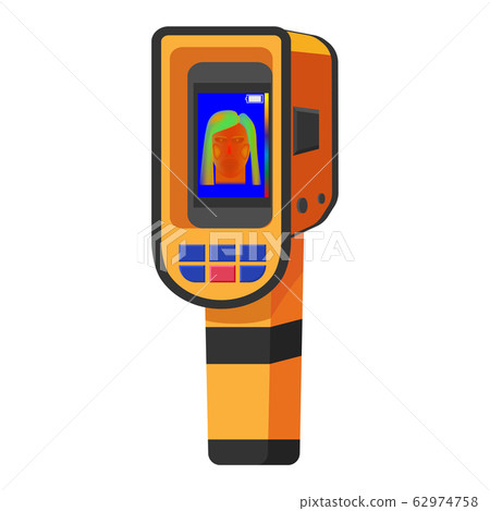 Thermal scaner camera infrared. Portable Visualize temperature differences thermometer, thermographic for the environment and people. Vector illustration isolated 62974758