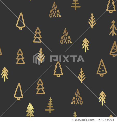 Xmas Seamless pattern with Christmas Tree hand... - Stock Illustration ...