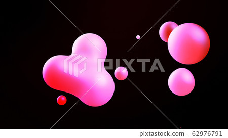 Spheres or balls merge like liquid wax drops or metaballs in-air. Liquid gradient of red colors on beautiful drops with glow, scattering light inside. 3d render. 1 Spheres or balls merge like liquid wax drops or metaballs in-air. Liquid gradient of red colors on beautiful drops with glow, scattering light inside. 3d render. 1 62976791