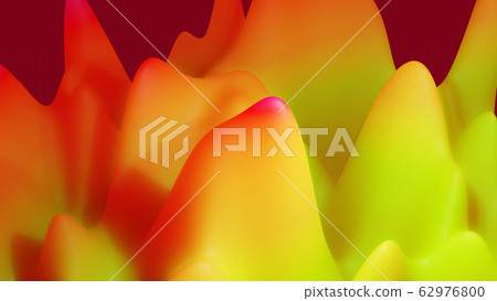 abstract fantastic background, liquid gradient of paint with internal glow forms hills or peaks like landscape in subsurface scattering material, mat color transitions. Red yellow green abstract fantastic background, liquid gradient of paint with internal glow forms hills or peaks like landscape in subsurface scattering material, mat color transitions. Red yellow green 62976800