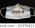 Epidemic of coronavirus COVID-19. On the medical mask capsules tablets from virus 62976813