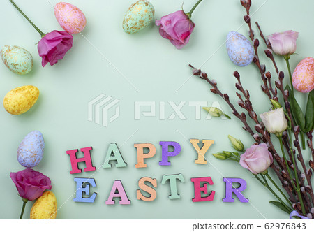Happy Easter text from colorful letters 62976843