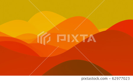abstract fantastic background, liquid gradient of paint with internal glow forms hills or peaks like landscape in subsurface scattering material, mat color transitions. Red yellow orange 62977023