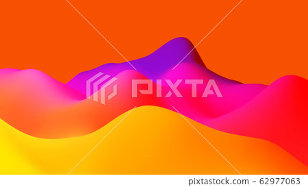 abstract fantastic background, liquid gradient of paint with internal glow forms hills or peaks like landscape in subsurface scattering material, mat color transitions. Red orange purple abstract fantastic background, liquid gradient of paint with internal glow forms hills or peaks like landscape in subsurface scattering material, mat color transitions. Red orange purple 62977063