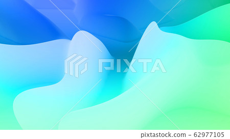 abstract fantastic background, liquid gradient of paint with internal glow forms hills or peaks like landscape in subsurface scattering material, mat color transitions. Blue green 62977105