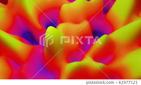 abstract fantastic background, liquid gradient of paint with internal glow forms hills or peaks like landscape in subsurface scattering material, mat color transitions. Yellow blue red abstract fantastic background, liquid gradient of paint with internal glow forms hills or peaks like landscape in subsurface scattering material, mat color transitions. Yellow blue red 62977121