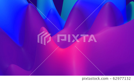 abstract fantastic background, liquid gradient of paint with internal glow forms hills or peaks like landscape in subsurface scattering material, mat color transitions. Purple blue 62977132