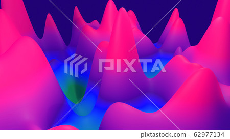 abstract fantastic background, liquid gradient of paint with internal glow forms hills or peaks like landscape in subsurface scattering material, mat color transitions. Purple blue abstract fantastic background, liquid gradient of paint with internal glow forms hills or peaks like landscape in subsurface scattering material, mat color transitions. Purple blue 62977134