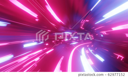Sci-fi tunnel with neon lights. Abstract high-tech tunnel as background in the style of cyberpunk or high-tech future. Blue red colors 10 Sci-fi tunnel with neon lights. Abstract high-tech tunnel as background in the style of cyberpunk or high-tech future. Blue red colors 10 62977152