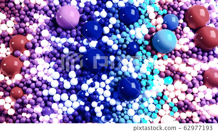 beautiful shiny balls of different colors and sizes completely cover surface. Some spheres glow. 3d photorealistic render geometric reative holiday background of shiny balls. Multicolored beautiful shiny balls of different colors and sizes completely cover surface. Some spheres glow. 3d photorealistic render geometric reative holiday background of shiny balls. Multicolored 62977193