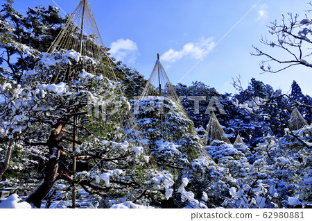 Hanging snow in the Japanese garden of Soto sect Hanging snow in the Japanese garden of Soto sect 62980881