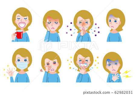 Illustration of a woman with poor physical condition 62982031