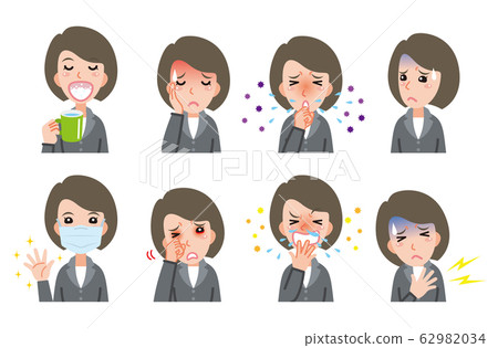 Unwell Visual Illustration of an unwell business woman - Stock Illustration [62982034 ...