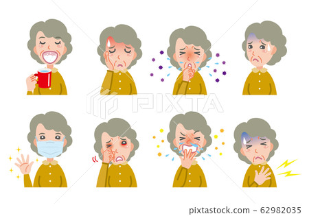 Illustration of an unwell grandmother 62982035