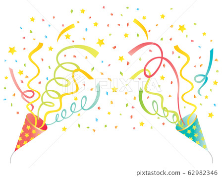 Two party crackers in red and green with a star pattern 62982346