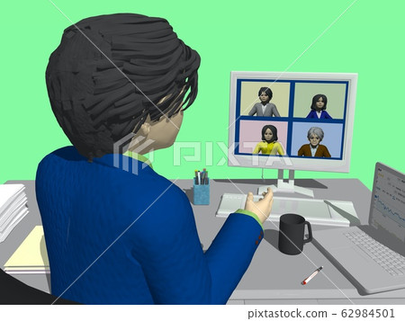 Work style, work and efficiency, telework and video conferencing Work style, work and efficiency, telework and video conferencing 62984501