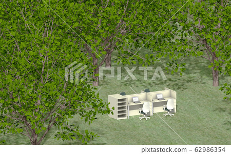 商務辦公桌和森林 62986354