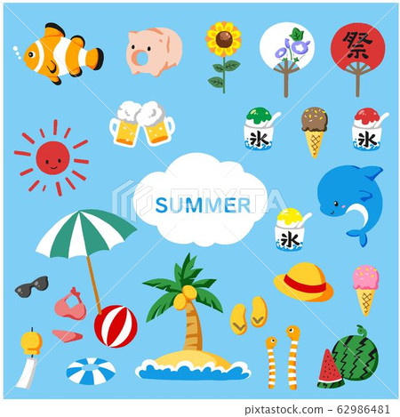 Summer material icon illustration set Summer material icon illustration set 62986481