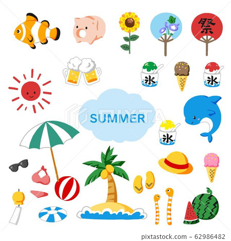 夏季材料圖標插圖集 夏季材料圖標插圖集 62986482