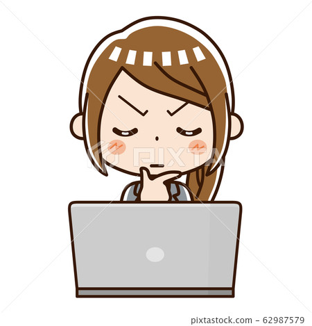 Personal computer business woman thinking 62987579