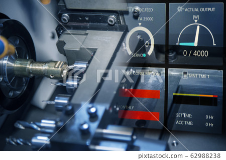 The abstract scene of multi-tasking CNC lathe. 62988238