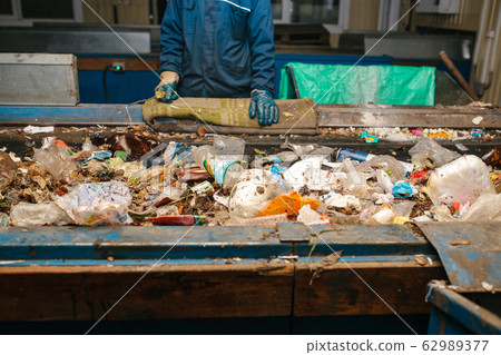 Waste recycling plant. Garbage sorting Waste recycling plant. Garbage sorting 62989377