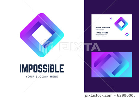 Logo and business card template with an impossible square sign. 62990003