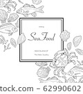Seafood Restaurant. Seafood Background With Watercolor Effect 62990602