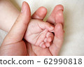 Photo material: mother's hand and baby's hand 62990818