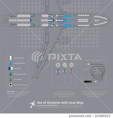 Set of Airplane with Seat Map Isolated Vector Illustration Set of Airplane with Seat Map Isolated Vector Illustration 62990922