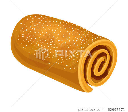 Tasty Rolled Pastry with Sweet Filling Vector Food Element Tasty Rolled Pastry with Sweet Filling Vector Food Element 62992371